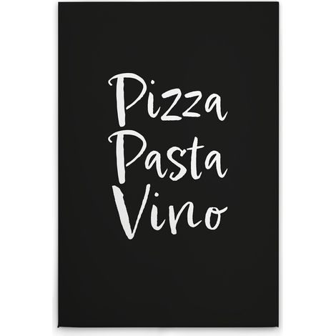 Leinwandbild "Pizza Pasta Vino" M1-No.51999 - Kunstdruck auf Leinwand in Weiß Schwarz - Wandbild 30 x 45 cm (1/5)
