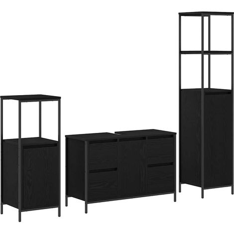 Maison Exclusive - Badezimmermöbel-Set 3 pcs Schwarz Eichen-Optik