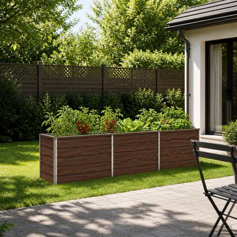 vidaXL Cama de Jardín Elevada Negro 240 x 40 x 55 cm (1/5)