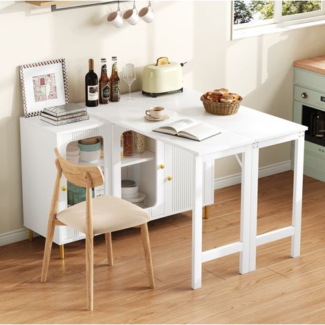Credenza 116x40x78,5 cm in legno bianco, estensibile con contenitore FloraGrace (1/5)
