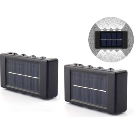Lot de 2 lampes solaires à 8 LED pour jardin extérieur, projecteur solaire à double faisceau, étanches. (1/5)