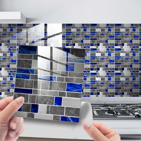 (B) 25 adesivi murali a mosaico autoadesivi per decorare piastrelle in ceramica e marmo, motivo mattone (1/4)