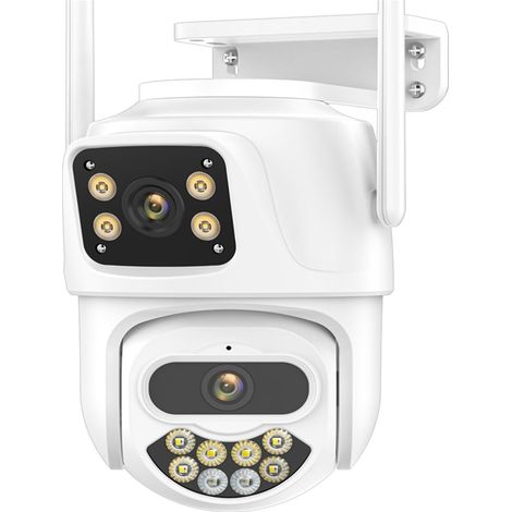 Caméra de sécurité à Domicile Caméra IP de sécurité sans Fil extérieure 4K 8MP HD Double Objectif Externe PTZ caméra Suivi Automatique caméra de Surveillance de Rue(8MP Add 128G Card) (1/5)