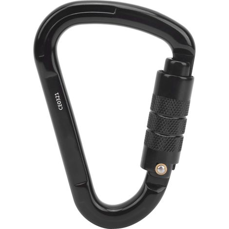 Mousqueton à vis extérieur escalade sécurité 28KN connecteur verrouillage noir accessoire