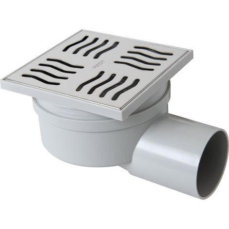 First Plast CHABS1050IN Chiusino Sifonato in ABS con Griglia, Argento (Inox), 100x100 mm (1/4)