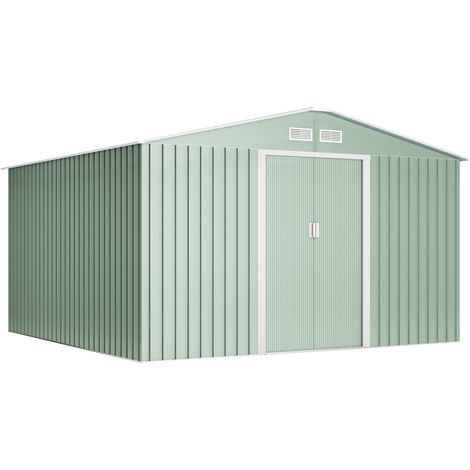 Casette da giardino in metallo 10,2 m2 Wasabi Light Green XL - 10 anni di garanzia - 324x322x205cm. Capanno da giardino (1/4)