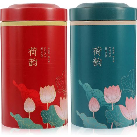 Lot de 2 bocaux à thé hermétiques en fer-blanc, emballage créatif-Red Green (1/4)