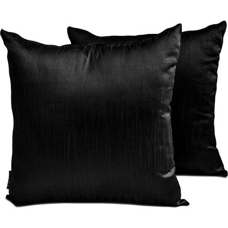 HomeCentric Dekorative Lendenkissenbezüge, Schwarz, 2er-Pack, 30 x 35 cm, rechteckige Kissenbezüge aus Viskose, moderner Stil – Luxus in Schwarz