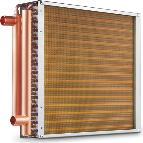 VEVOR Scambiatore di Calore Acqua-Aria, con Alette in Alluminio 242 per Forni a Legna Esterno, Riscaldamento e Raffreddamento Residenziale ad Aria Forzata Porte Rame 3 File 9,53 mm 40,64 x 40,64 cm (1/5)
