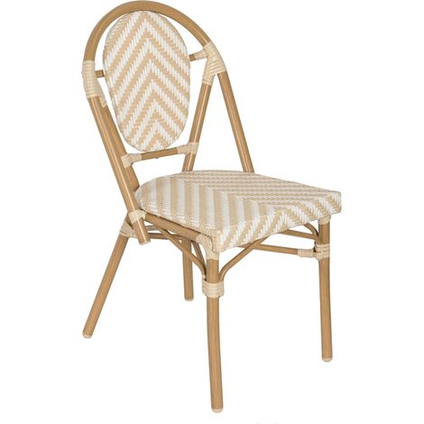 Chaise de terrasse style bistrot parisien en aluminium et rotin beige (1/5)