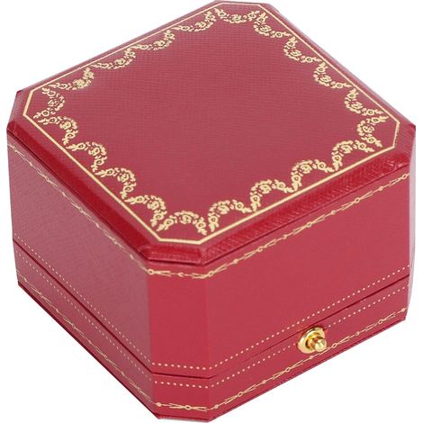 2-Piece Leather Texture Box with Lining for Jewelry Storage and Display, Zinc Alloy Clasp, Wedding/Engagement Gift Case for Rings and Earrings (1/5)