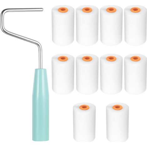 10-teiliges Mini-Farbroller-Set, Schaumstoffrollen für Wandmalerei, Farbroller mit Griff zum Beschichten, Heimwerken und Innendekoration (52 x 34 mm)