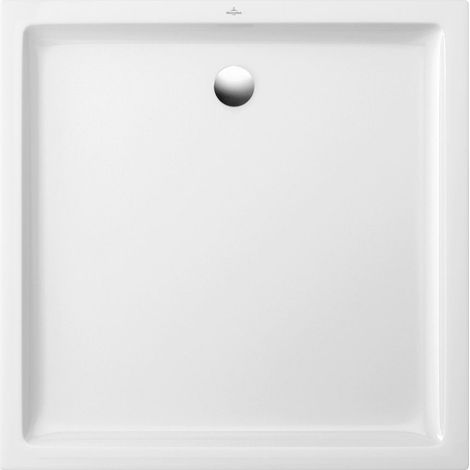 Villeroy & Boch – Receveur de douche à encastrer antidérapant extra plat 80 x 80 cm – Grès émaillé – Classe B (PN18) – Évacuation 90 mm – Blanc (1/3)