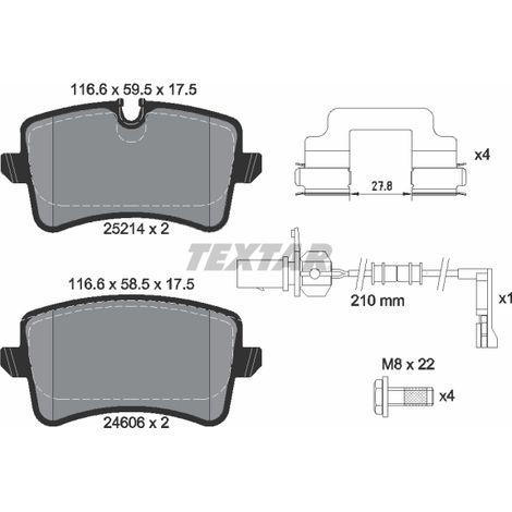 Kit de plaquettes de frein, frein à disque Textar 2521413 AUDI (FAW) 4G0698451A