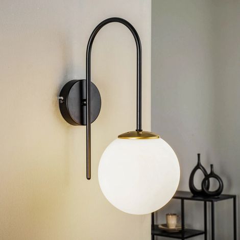 [GEBRAUCHT] B-Ware Wandleuchte Berlin schwarz/messing 34cm dimmbar E14 Metall Glas IP20 (1/2)
