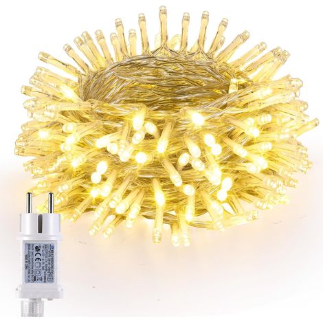Guirlande Lumineuse Extérieure Noel, 10M 100LED decoration noel personnalisée, 8 Modes lampe led Blanc Chaud avec Minuterie pour Rideau Intérieur Sapin Camping Jardin Fenêtre Mariage Fête (1/5)