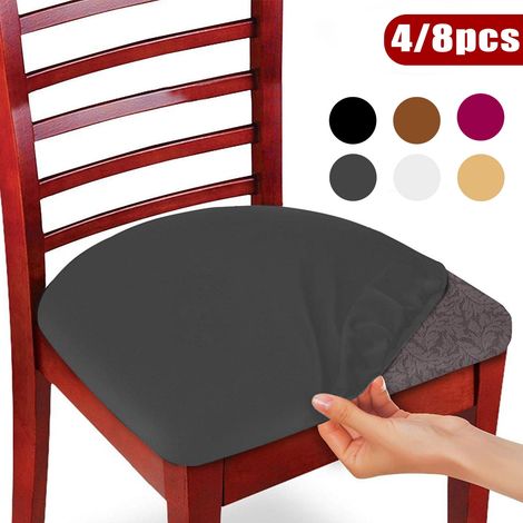 Housses de chaise, housses de chaise de salle à manger avec attaches, housses de chaise extensibles et unies pour chaises de salle à manger et de cuisine (noir) (1/5)