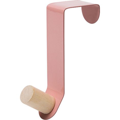 Türhaken, hohe Tragfähigkeit, platzsparend, Metallaufhänger mit Holzhaken für Mäntel, Hüte und Taschen, nordisch-rosa Farbe. (1/5)