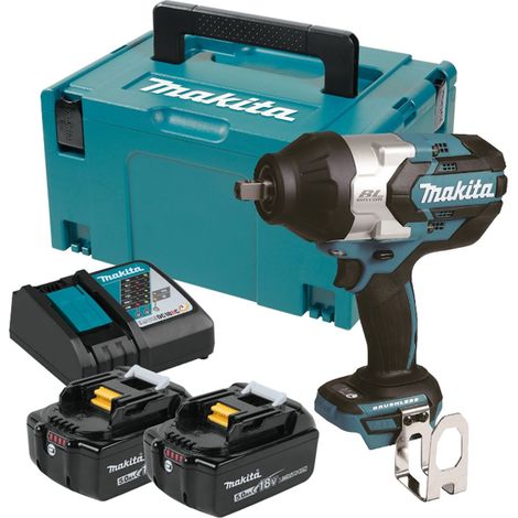 Makita DTW1004RTJ 18V LXT Brushless 1/2 Impact Wrench - 2 x 5.0Ah Batteries, Charger & Makpac 3 Case