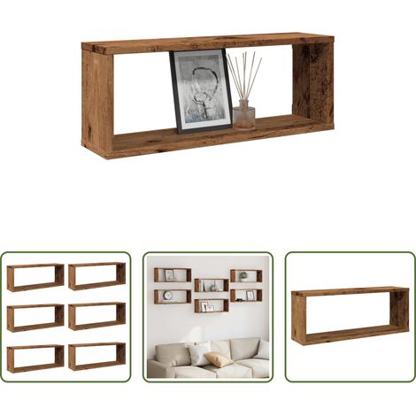 Holzwerkstoff Regal - Würfel-Wandregale 6 Stk. Altholz-Optik 60x15x23 Holzwerkstoff (1/5)