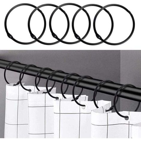 24 pièces Anneaux de Rideau de Douche, XU, Crochets de Rideau de Douche antirouille pour Salle de Bain, Anneaux décoratifs circulaires pour Rideaux de Douche et Crochets de Tringle de Douche - KZQ (1/4)