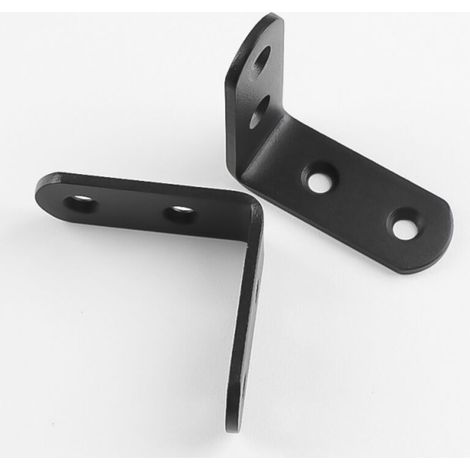 Lot de 20 équerres de montage à angle droit noires, équerres d'angle en L, équerres métalliques en acier inoxydable à 90 degrés, 40 x 40 mm (1/4)