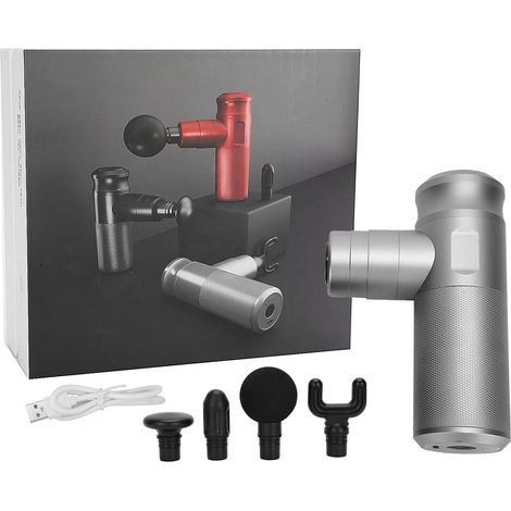 Mini stimulateur musculaire électrique argenté, appareil de massage ajustable pour soulager la douleur et détendre le corps (1/5)