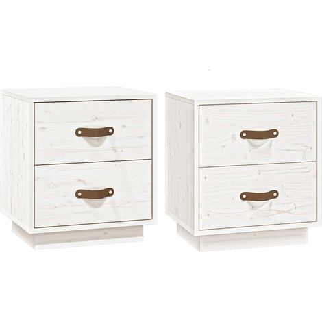 Maison Exclusive - Mesitas de noche 2 uds madera maciza pino blan (1/5)