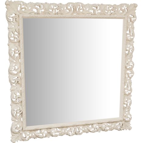Miroir Mural à accrocher en BOIS BLANC ANTIQUE FABRIQUÉ EN ITALIE
