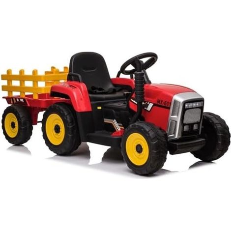 Tractor Ceres con remolque 12V Rojo - Coche eléctrico para niños (1/4)