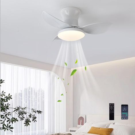 65CM Ventilateur Plafonnier avec Télécommande Dimmable Silencieux Plafonnier Ventilateur  6 Vitesses，Blanc (1/4)