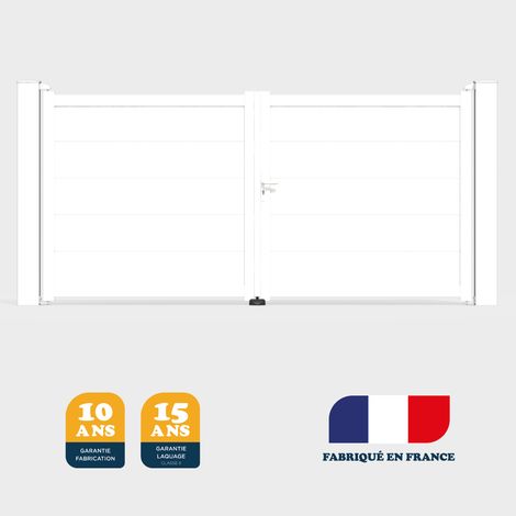 Portail battant prêt à poser MARYN Blanc 9016 L356 cm X 165cm en aluminium BELTY (1/4)
