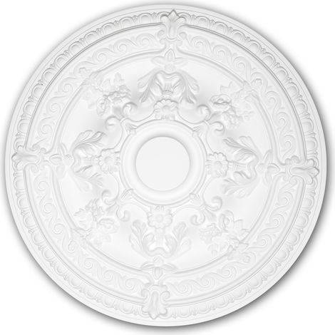 Rosetón 156039 Profhome Elemento decorativo Elemento para techo estilo Rócoco Barroco blanco Ø 65,9 cm