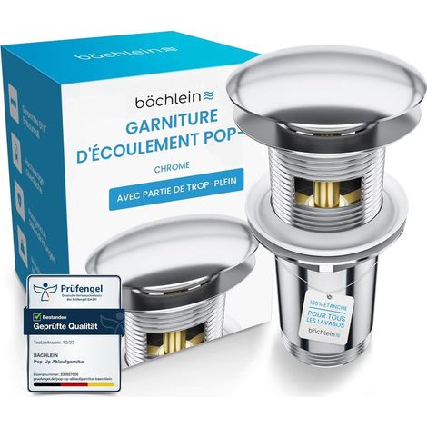 1 - Universeller Pop-up-Ablaufstopfen - Verchromt - Klick-Klack-Funktion mit Überlauf - Für Waschbecken und Spülbecken im Badezimmer - Chrom - 1,25 Zoll (1/5)