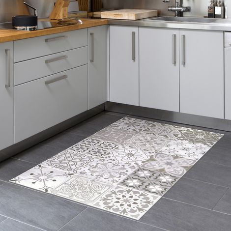 Tapis vinyle carrelages nuances de gris Roméo - 60 x 100 cm (1/5)