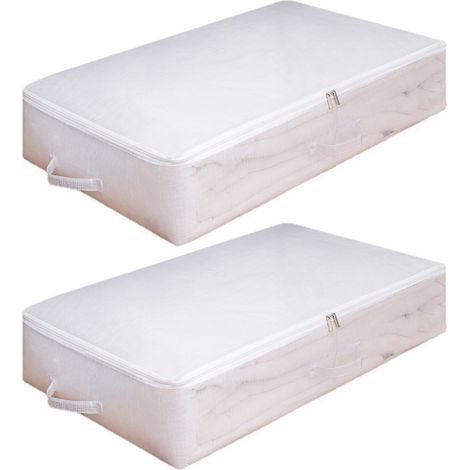 Boîte De Rangement Sous Lit - 50 x 40 x 15 cm - PVC Renforcé Avec Filet Nylon - Fermeture Éclair Bidirectionnelle - Lot De 2