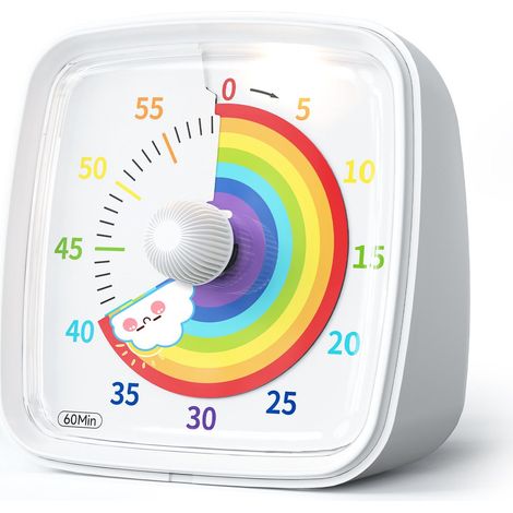 Timer - timer - timer da cucina - sveglia - Timer con luce notturna - Timer visivo da 60 minuti - Timer didattico - Bianco (1/5)
