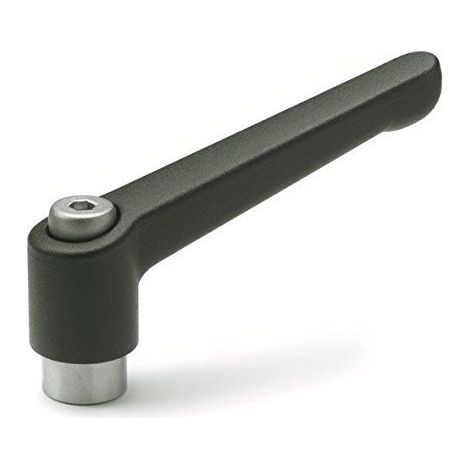Ganter Norme Elements reglable Levier de serrage avec filetage femelle - GN 300.1 femelle en acier inoxydable et vis de maintien en en acier inoxydable - , noir, GN 300.1-45-M5-SW (1/2)