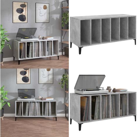 Armoire à disques gris béton 100x38x48 cm bois d'ingénierie - Meuble À Disques - Armoire Vinyle - Rangement Musique - Étagère Disque - Support Tournivelle - Home & Living (1/5)