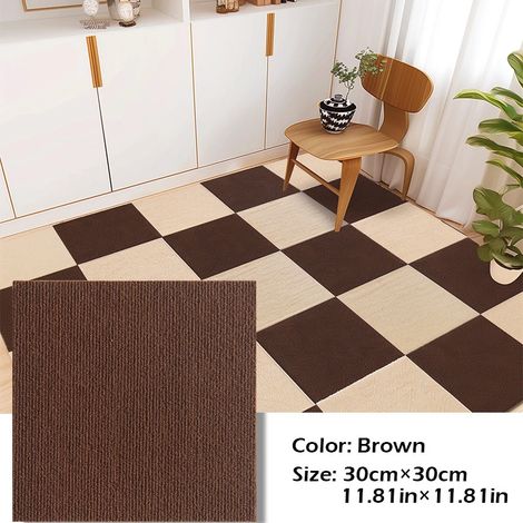 (Marron, 30x30cm - 20 pièces) Autocollants pour tapis/carrelage, décoration intérieure DIY pour salle à manger/chambre. (1/3)