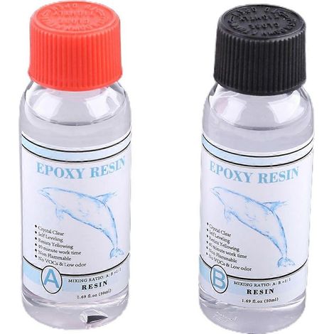 Résine époxy transparente 50 ml, forte adhérence, colle cristal AB 1:1 pour la création de bijoux en résine. (1/4)