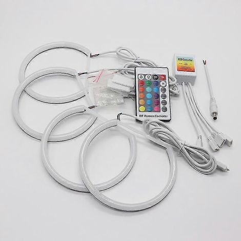 RGB-Angel-Eyes-Ring-Set aus Baumwolle, 4D, 16 Farben, Blinklicht für BMW 3er, 5er, 7er Reihe (E36, E38, E39, E46), 525i, 528i, 530i, 540i, 320i, 325i, 745i, 740i – 146 mm x 4 Stück