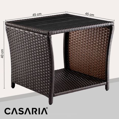 Polyrattan Side Table, Brown, 45x45x40cm, Indoor/Outdoor (1/5)
