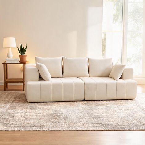 Canapé beige en chenille 100 polyester 248 x 104 x 87 cm (1/5)