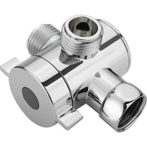 royaluxe - 3 Voies Soupape, G1/2in Inverseur de Douche à Trois Voies avec Valve d'arrêt,Valve Adaptateur en Forme de T,Adaptateur Douche Accessoire pour Pomme de Douche à Main/Pommeau Fixe Chromé 1PCS (1/5)