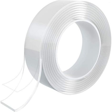 Nano Tape, Ruban Adhésif Nano Réutilisable, Transparent Traceless Double-Face, Lavable et Résistant pour Les Articles à Coller, 2mm x 3cm x 5m