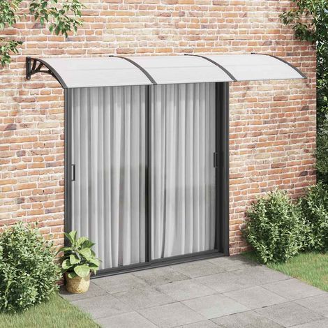 Auvent de porte, noir et transparent, 300 x 75 cm, polycarbonate
