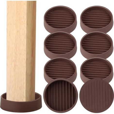 Deslizadores de goma antideslizantes para muebles – paquete de 8 unidades, 5 cm de diámetro – patas con ruedas para suelos duros, patas de goma para cama, sofá, mesa y silla (redondos, marrones)