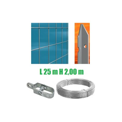 Recinzione Completa 25mt Lineari Rete Metallica Zincata (Rete h200 cm) (Maglia:mm75X50) con Paletti nel Cemento (1/2)