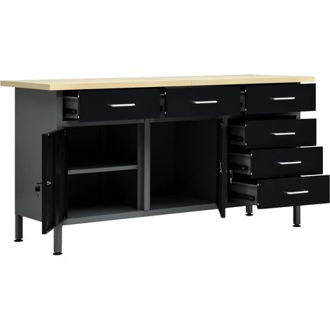 Établi Noir 160x60x85 cm Acier (1/5)